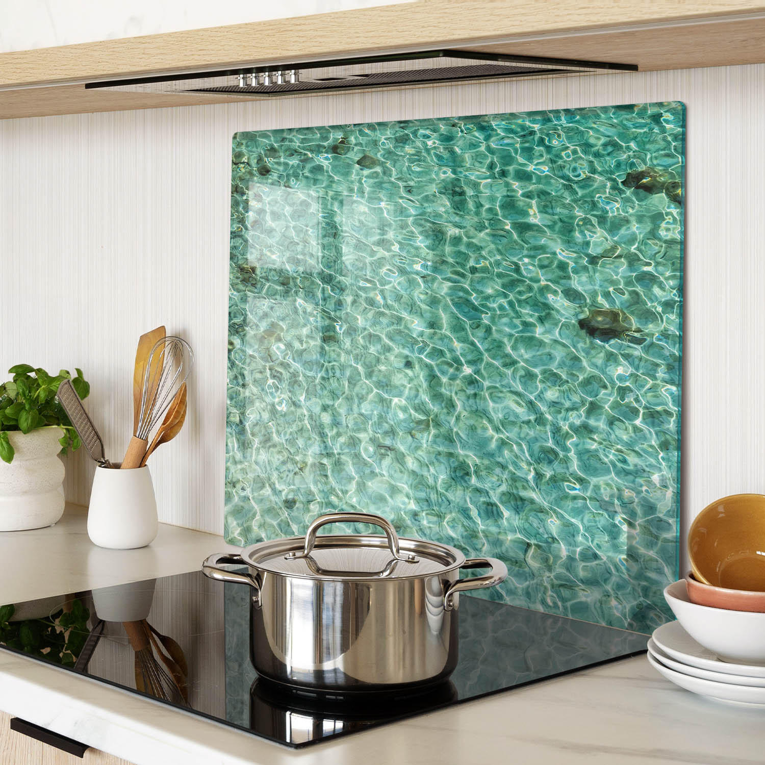 GLASPLATTE 60x52 cm Klares Wasser - Grün, Glas (60/0.4/52cm) - TULUP