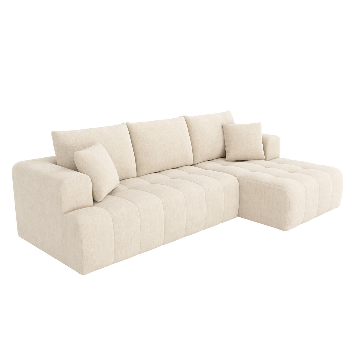 ECKSOFA 244.5/136/79 cm Beige Chenille - Beige, Textil (244.5/136cm) - Oxeza