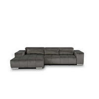 ECKSOFA mit elektrischem Sitzvorschub und verstellbaren Kopflehnen - Chromfarben/Anthrazit, Textil (307/186cm) - Cotta