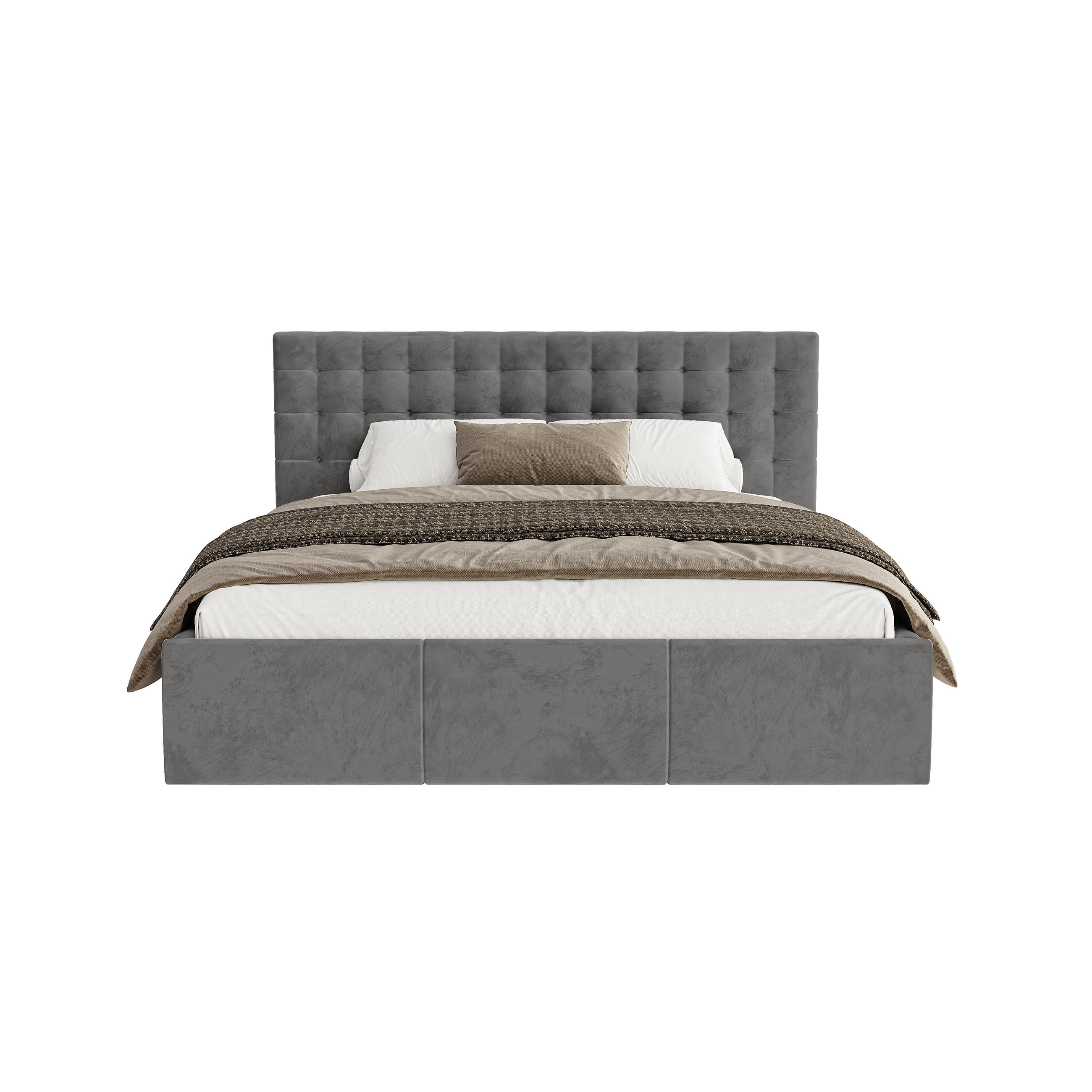 POLSTERBETT Lindos 180x200 cm, Grau - Grau, Textil (180/200cm) - Fedve