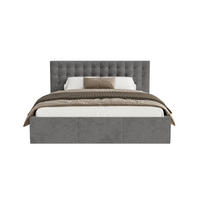 POLSTERBETT Lindos 140x200 cm, Grau - Grau, Textil (140/200cm) - Fedve