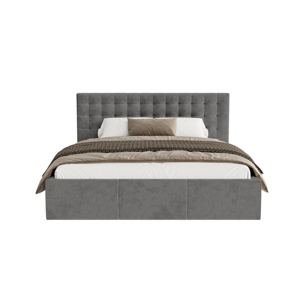 POLSTERBETT Lindos 140x200 cm, Grau - Grau, Textil (140/200cm) - Fedve