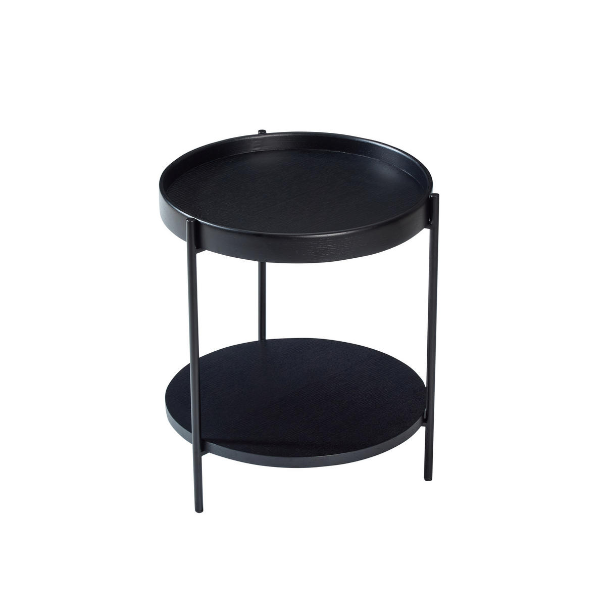 COUCHTISCH Ø69/38 cm Schwarz aus Massivholz und MDF mit 2-stöckigem Design - Schwarz, Holzwerkstoff (44/44/48cm) - OKMYHOME