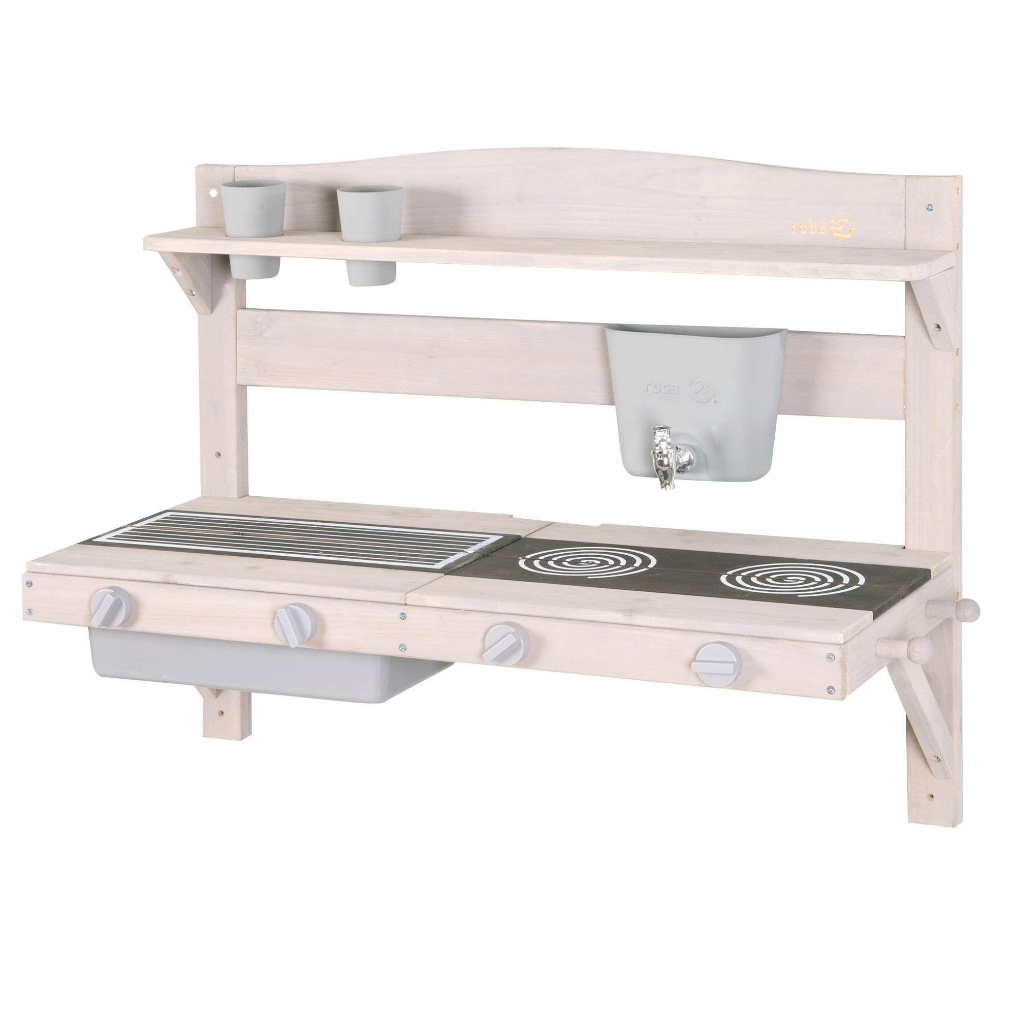 SPIEL- UND MATSCHKÜCHE zum Hängen grau - Grau, Holz (85/35cm) - Roba