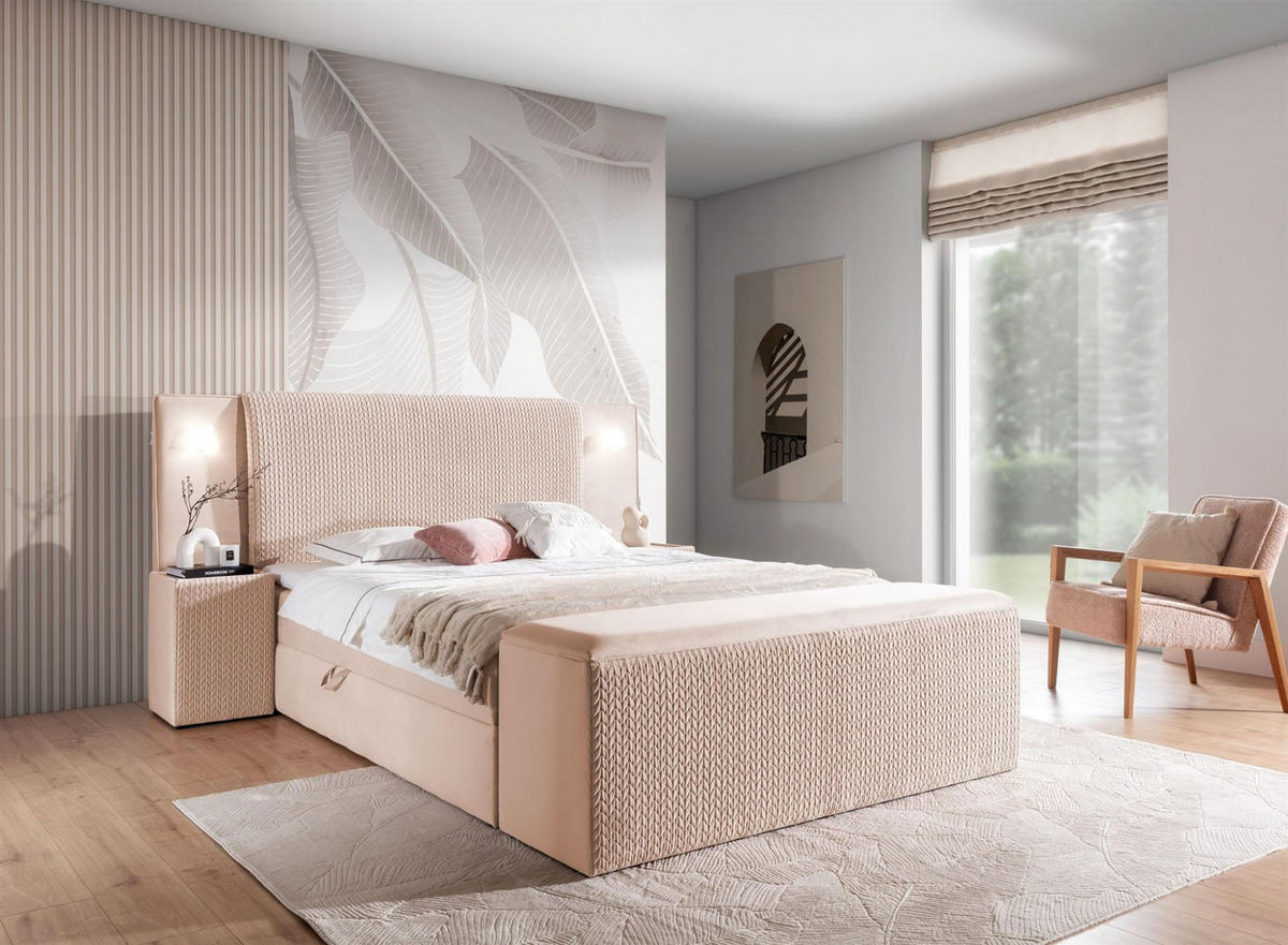 BOXBETT Marten überlänge Set.1 - Hellrosa, Holzwerkstoff/Textil (120/220cm) - Fun Möbel