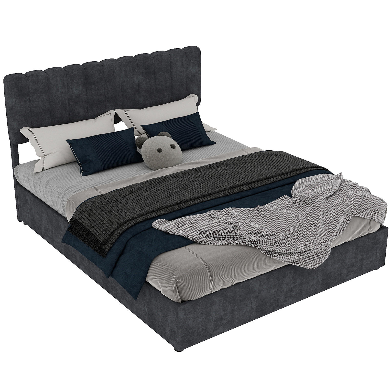 POLSTERBETT 160/200 cm in Grau Samt - Grau, Holzwerkstoff/Textil (160/200cm) - WISHDOR