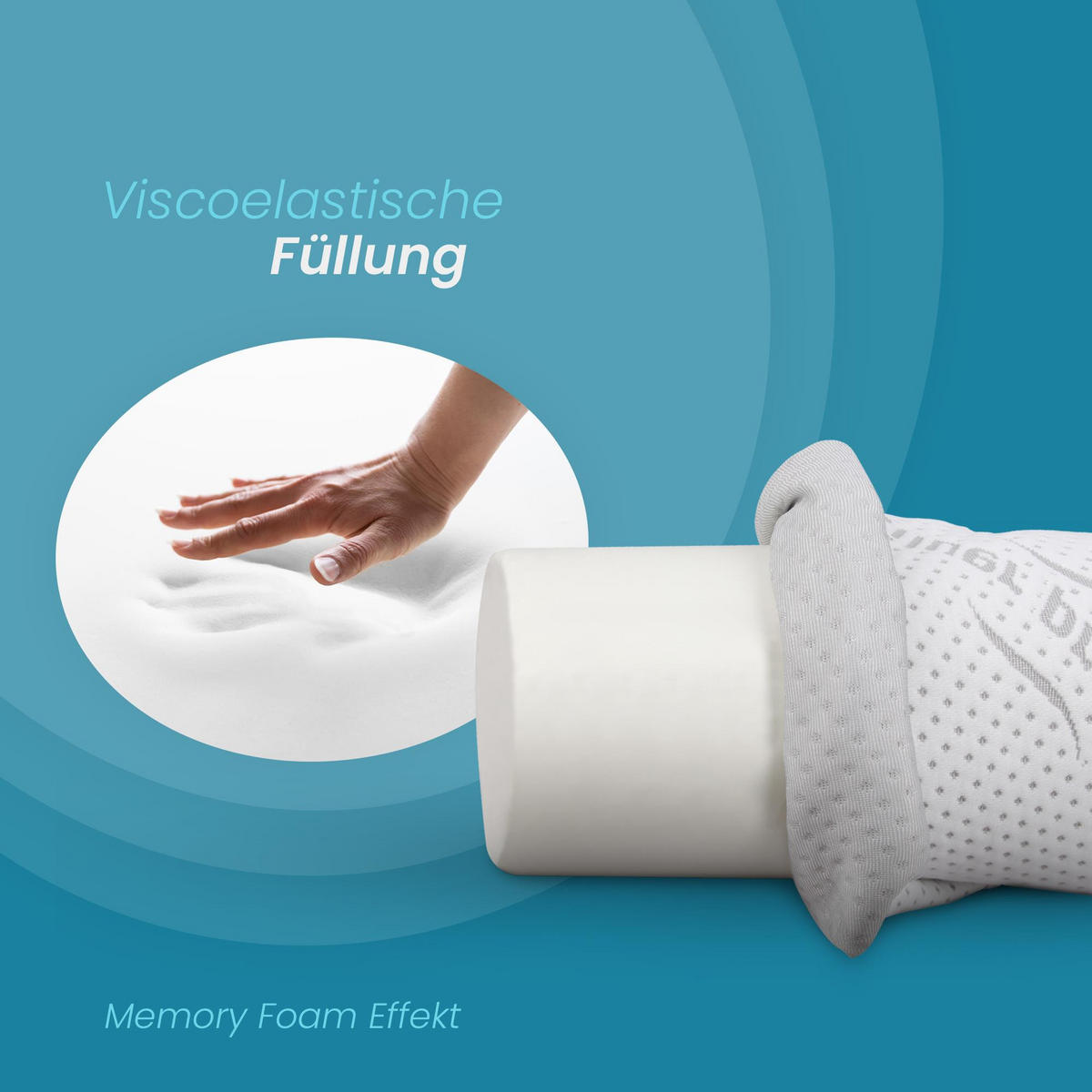 VISCOELASTISCHE Nackenkissen - Silver Protect 15x40 cm - Nackenrolle - Weiß, Textil (15/40cm) - Bestlivings