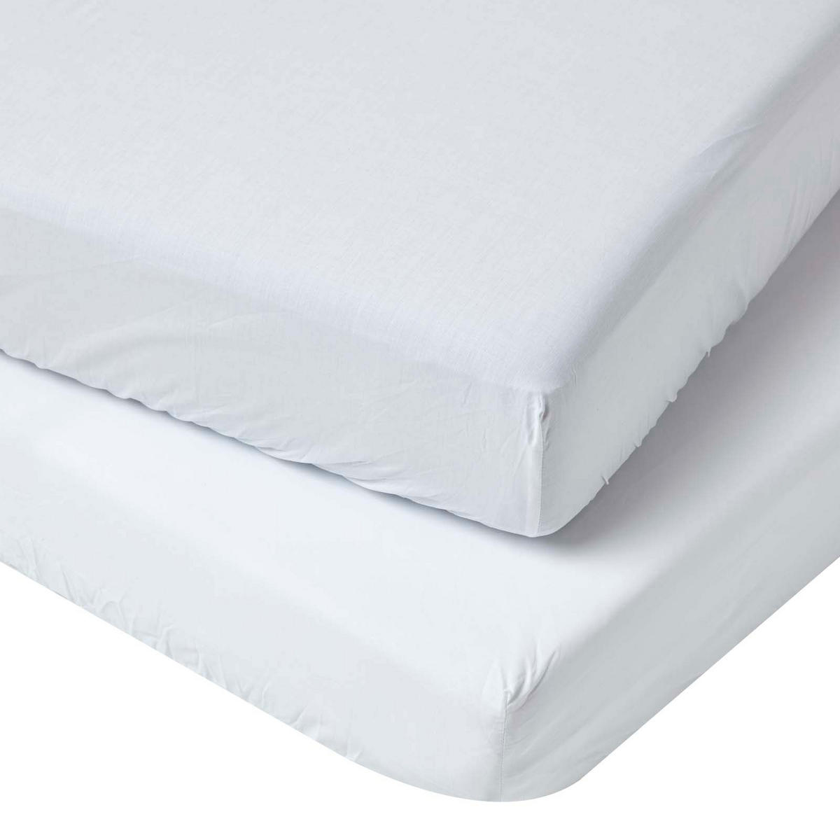 KINDER-SPANNBETTLAKEN 2er-Set, Ägyptische Baumwolle, 70/140 cm - Weiß, Textil (70/140cm) - Homescapes