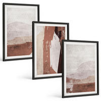 BILDER SET 3er Set - 40x60 cm Schwarzer Rahmen - Braun-beige abstrakte Muster - Schwarz, Kunststoff (40/60cm) - TULUP