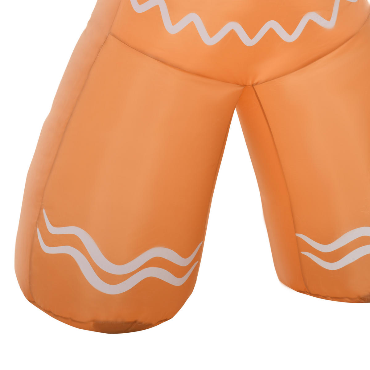 NAFUKOVACÍ perníkový panáček vánoční dekorace 2,4 m se světly polyester - žlutá, plast (65/240/170cm) - HOMCOM