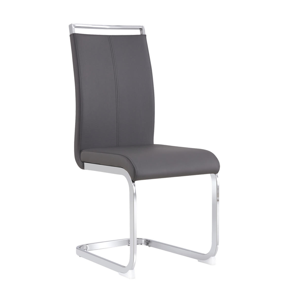 FREISCHWINGER 4er-Set Kunstleder Grau verchromtes Metallgestell - Grau, Metall (42/100/54cm) - Meubliv