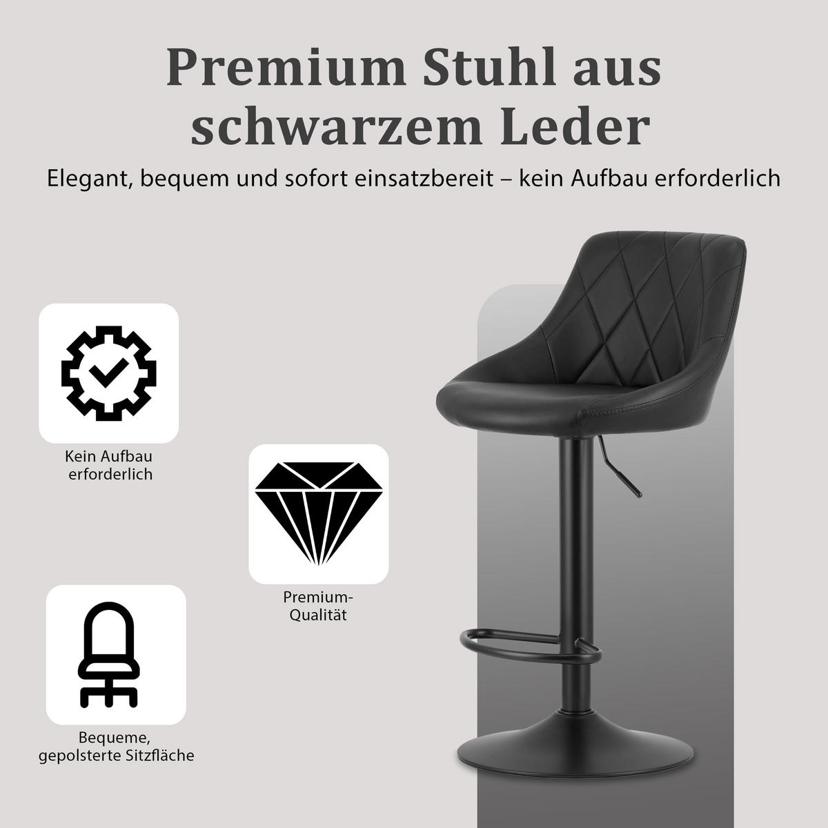 BARHOCKER, drehbar, HÖHENVERSTELLBAR, in Schwarz, Modernes Design - Schwarz, Textil (36/107/38cm) - Best For Home