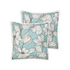 DEKOKISSEN 2er-Set Weiß 45/45 cm Cyanotis - Blau/Weiß, Textil (45/45cm) - Beliani