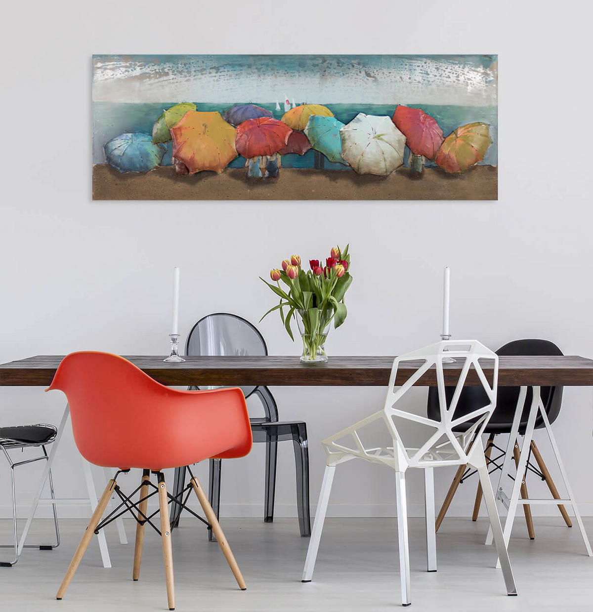 METALLBILD Bunt 144/44 cm - Multicolor, Metall (6/44cm) - KUNSTLOFT
