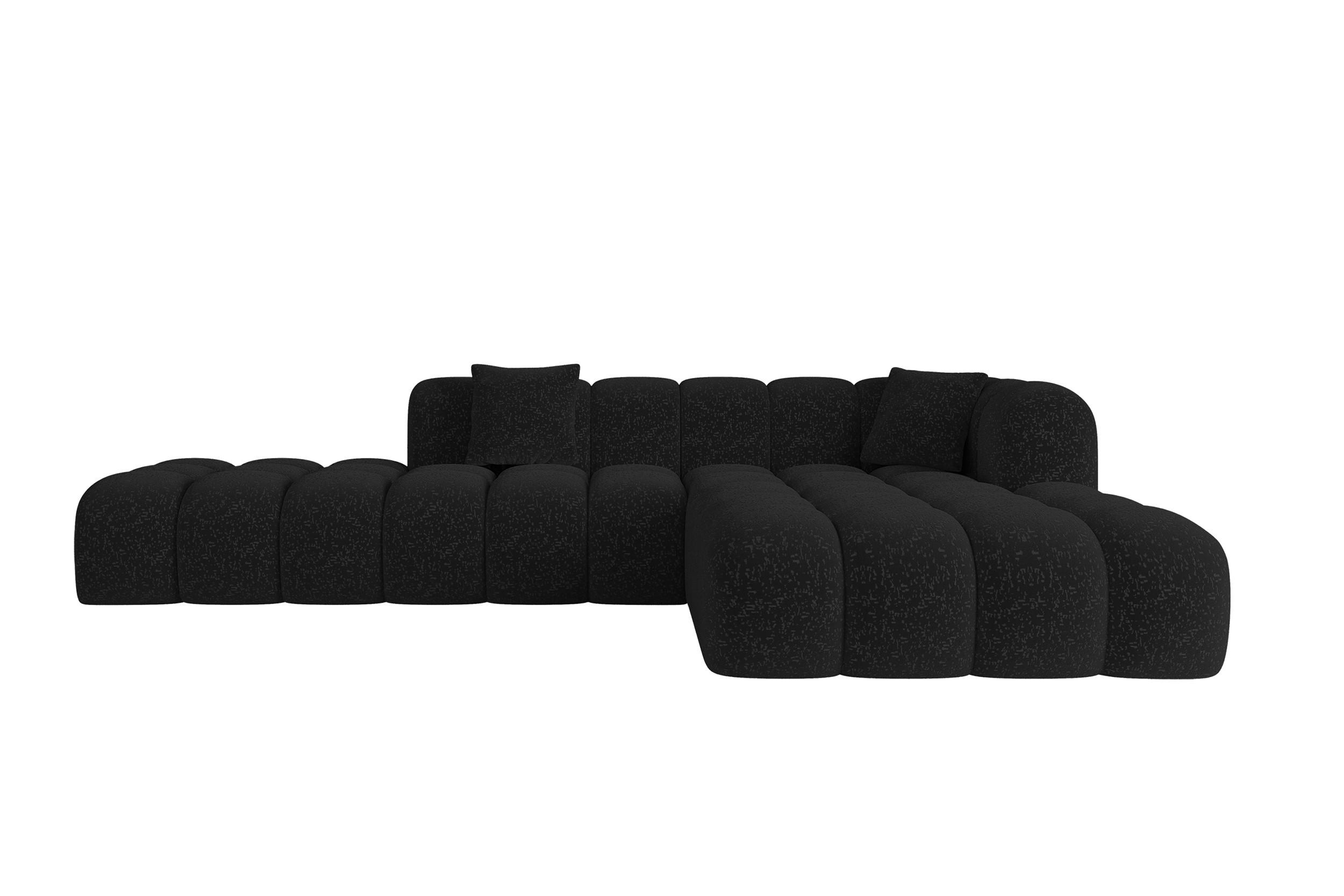 ECKSOFA Ottomane Rechts OLEA-L2 - 289x176x71 cm Schwarz - Schwarz, Holzwerkstoff/Kunststoff (289/176cm)