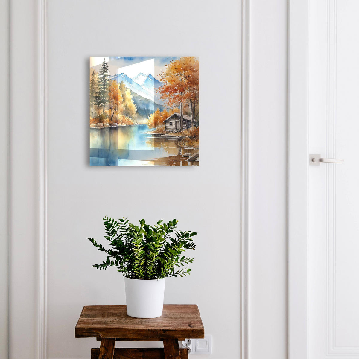 SCHLÜSSELBOX Weiß 30x30 cm – Türöffnung nach rechts - Bergherbst - Orange, Metall (30/30/5cm) - TULUP