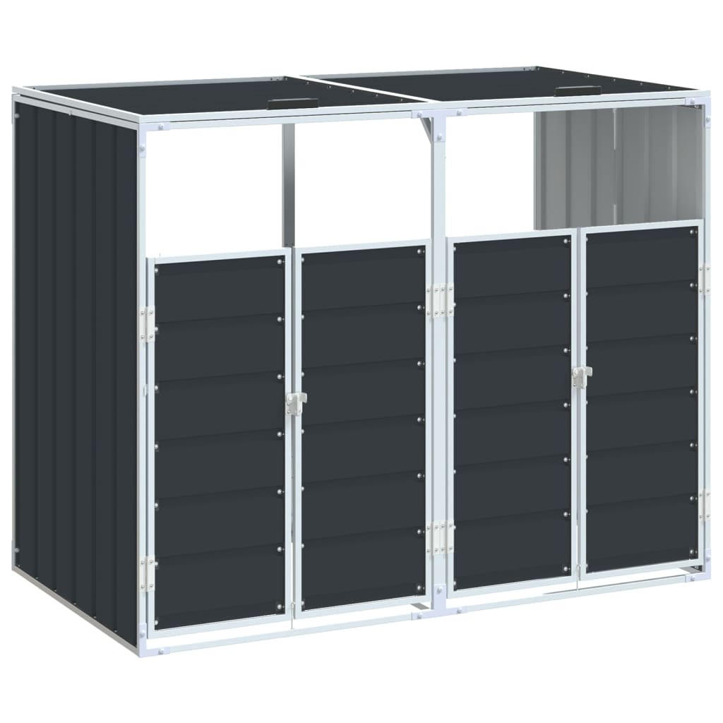 MÜLLTONNENBOX Für 2 Tonnen Anthrazit 144/81/113 Cm Stahl - Anthrazit, Metall (81/113/144cm) - vidaXL