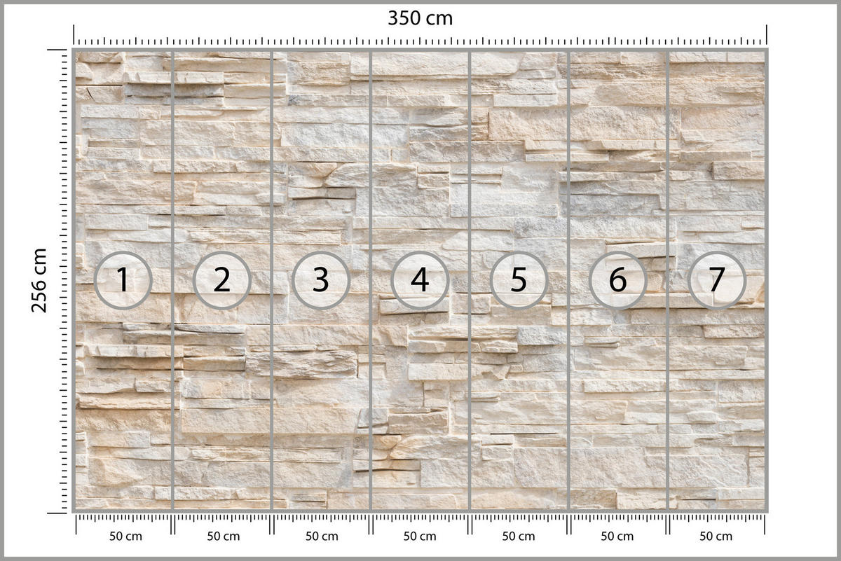 FOTOTAPETE für Wohnzimmer Beige Ziegel Rustikal Wand 350x256 - Beige/Braun, Papier (350/256cm) - Muralo