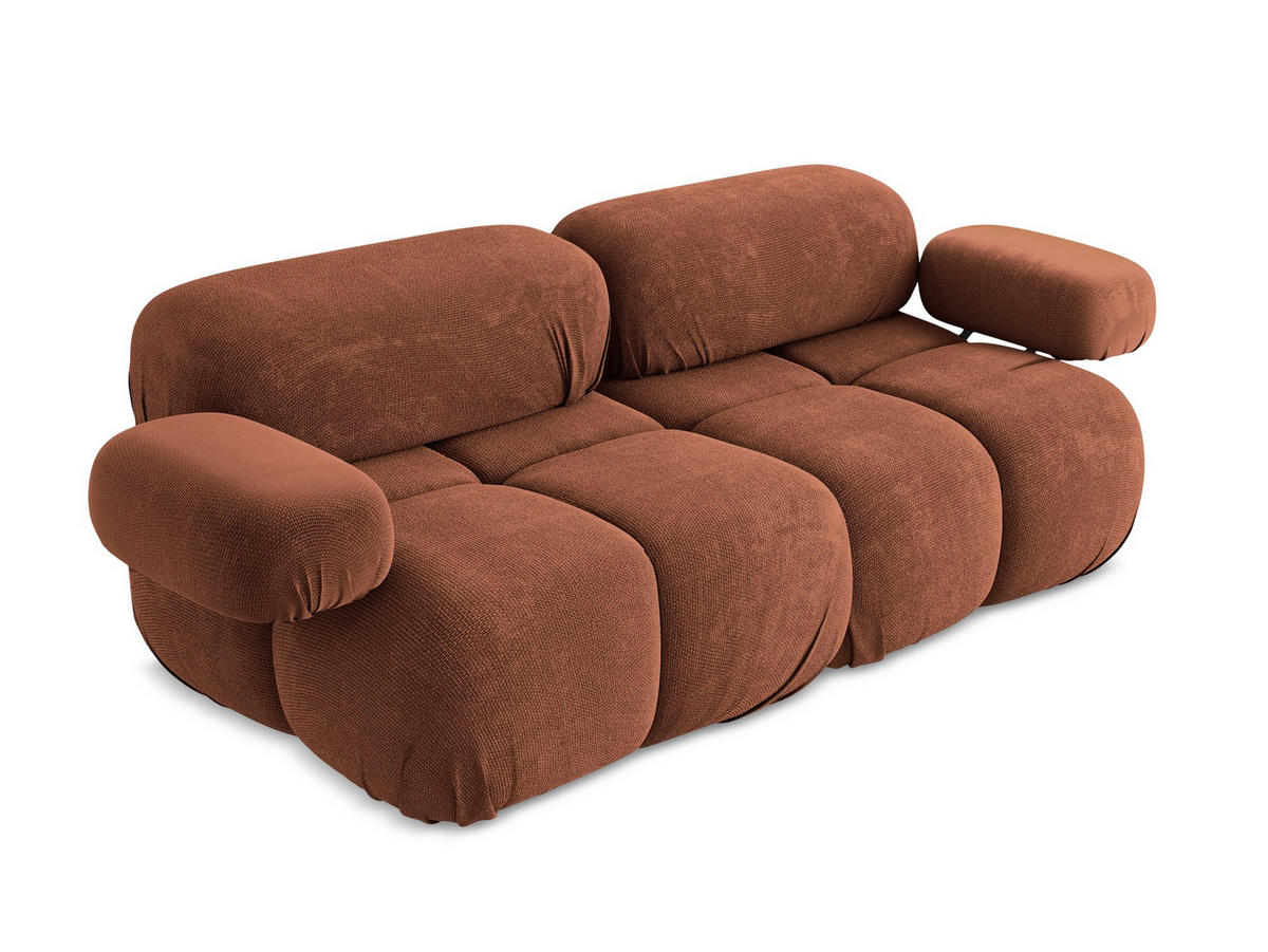 2-SITZER-SOFA Chenille Stoff Orange - Terra cotta/Schwarz, Kunststoff/Textil (190/70/96cm) - Makamii