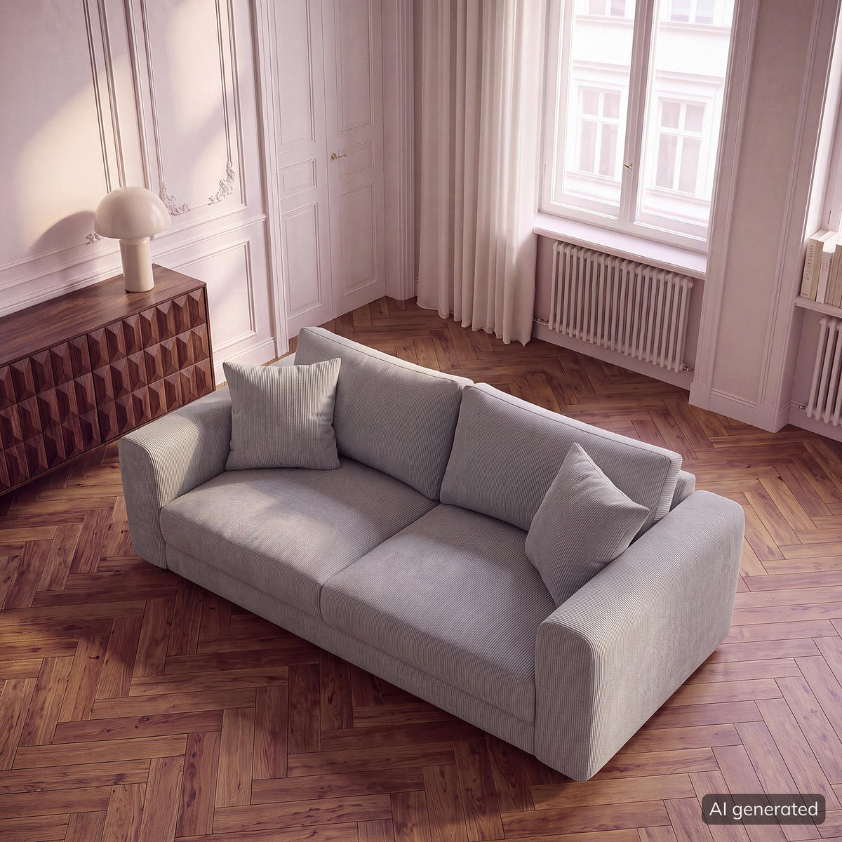 2,5-SITZER SOFA - Schwarz/Grau, Holz/Kunststoff (182/79/106cm) - home24