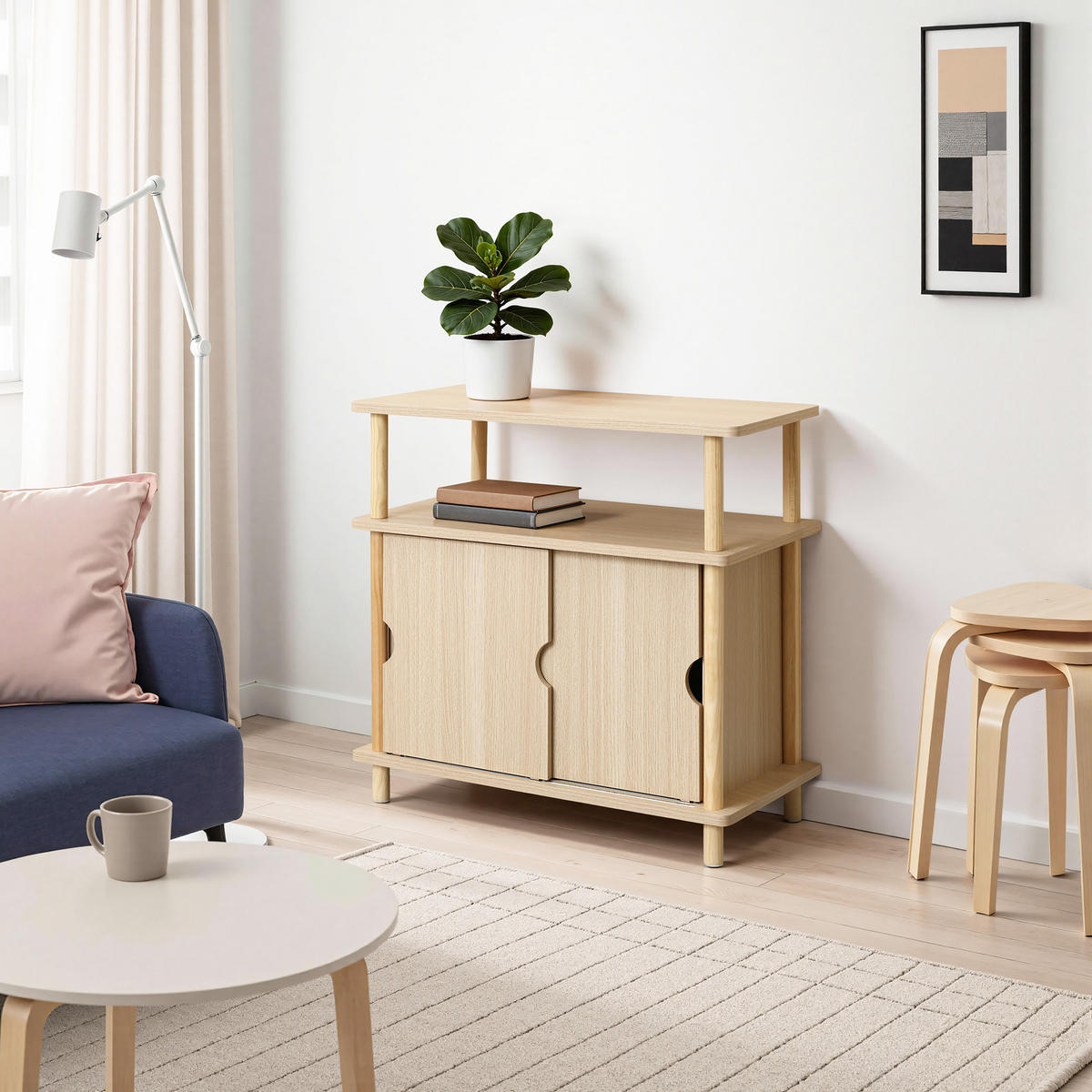 SIDEBOARD | B60 x T35 x H60 cm - Eichefarben, Holz/Holzwerkstoff (60/60.5/35cm) - Hometopia