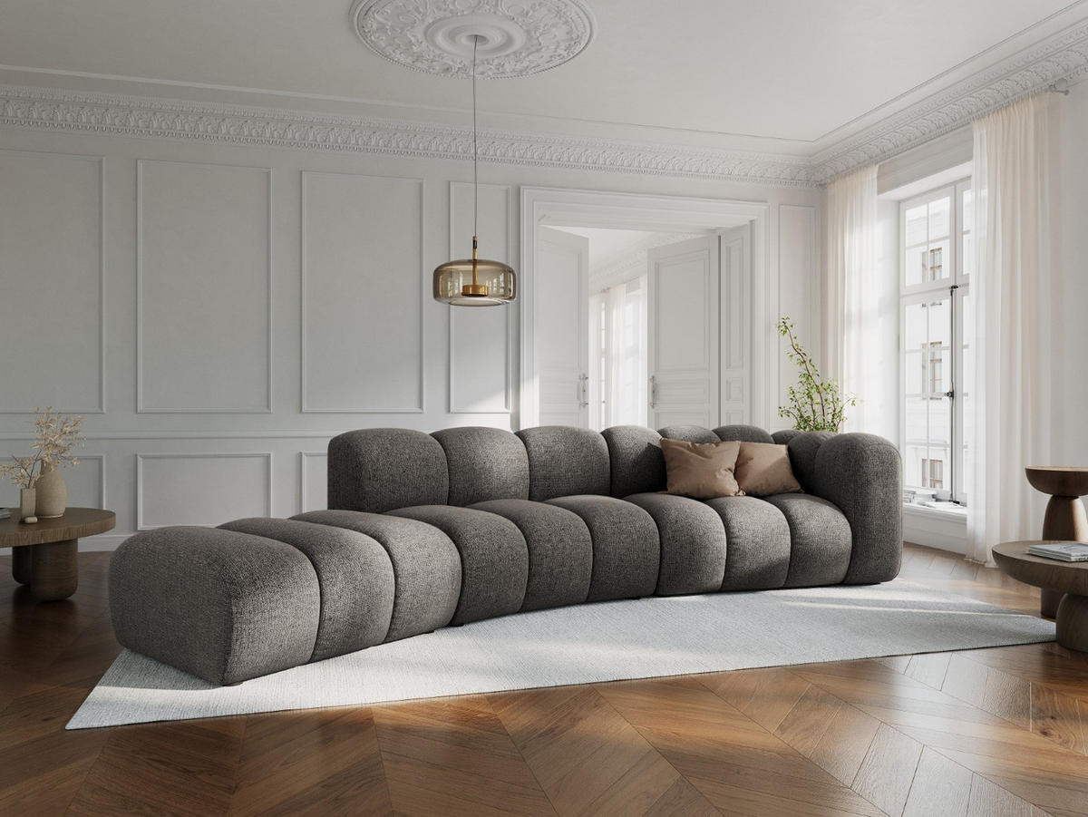 SOFA modular links Lupine aus Chenille-Stoff grau 5 Sitzplätze - Grau, Textil (166/70/335cm) - Micadoni