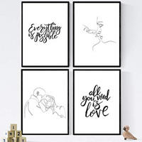 POSTER Set mit 4 ‚Alles ist möglich‘ A4 Schwarzer Rahmen - Schwarz, Papier (29.7/3cm) - Nacnic