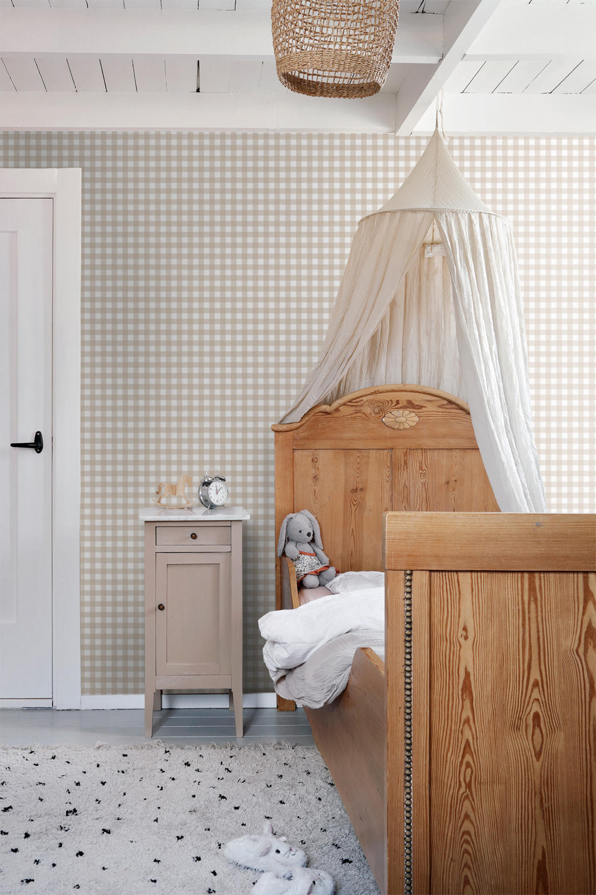 TAPETE Karomuster 50 x 900 cm - Beige, Papier (50/900cm) - ESTAhome