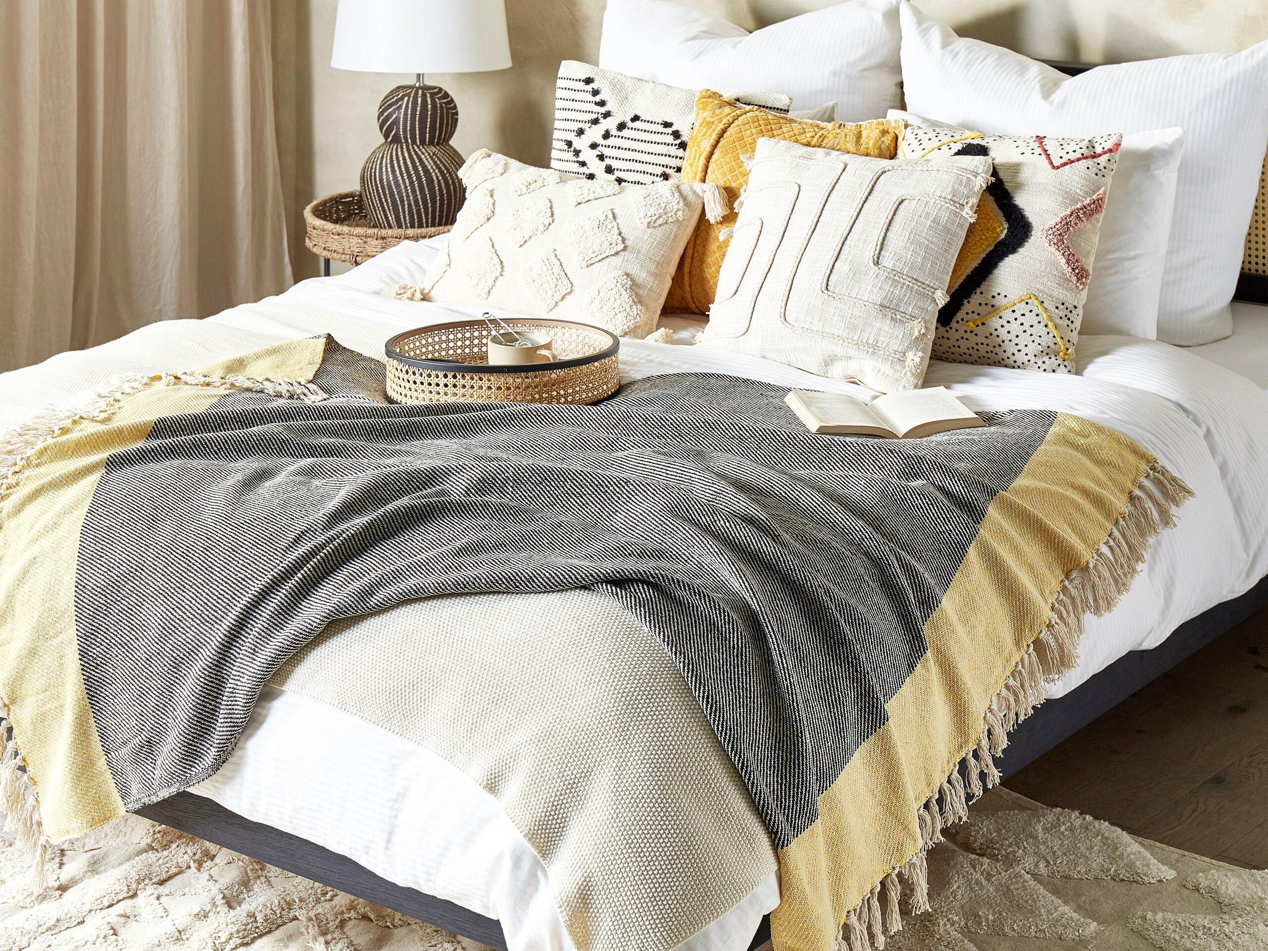 DECKE Dunkelgrau Lapu 125/150 cm - Dunkelgrau, Naturmaterialen/Textil (125/150cm) - Beliani
