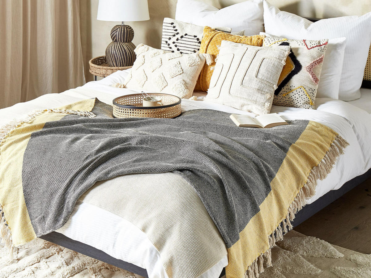 DECKE Dunkelgrau Lapu 125/150 cm - Dunkelgrau, Naturmaterialien/Textil (125/150cm) - Beliani