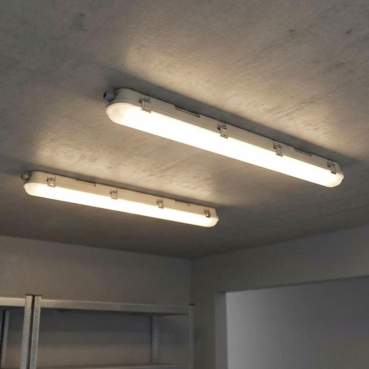 LED DECKENLEUCHTE Wannenlampe Weiß 2er Set - Weiß, Kunststoff (120/7.8/7.2cm)