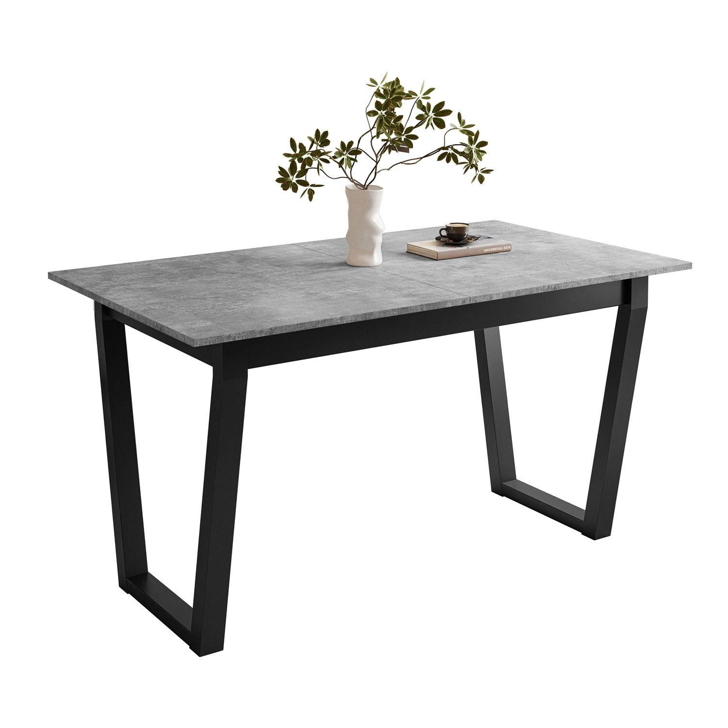 ESSTISCH ARTON II ausziehbarer Tisch 140-195 cm für 6-8 Personen - Schwarz/Grau, Holzwerkstoff/Metall (140/80/77cm) - Lookway