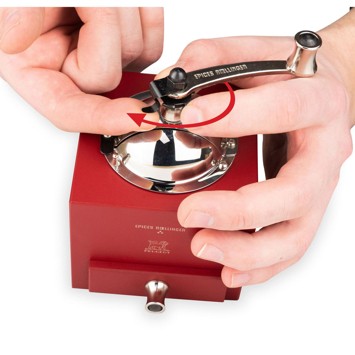 PFEFFERMÜHLE Roellinger 13cm Buchenholz Chilirot Stahlmahlwerk - Rot, Holz (8.6/12.5/8.6cm) - PEUGEOT