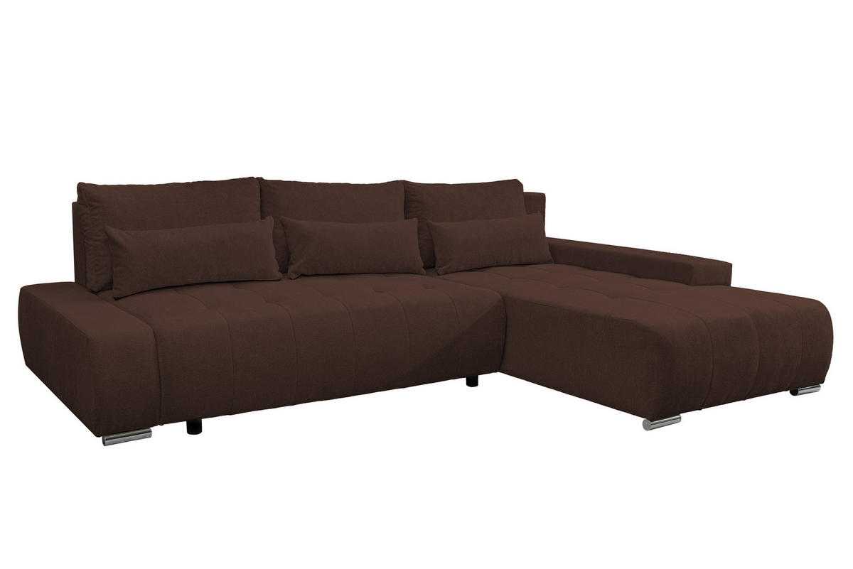 ECKSOFA Bloom mit Bettkasten und Schlaffunktion L-Form - Braun, Textil (267/185cm)