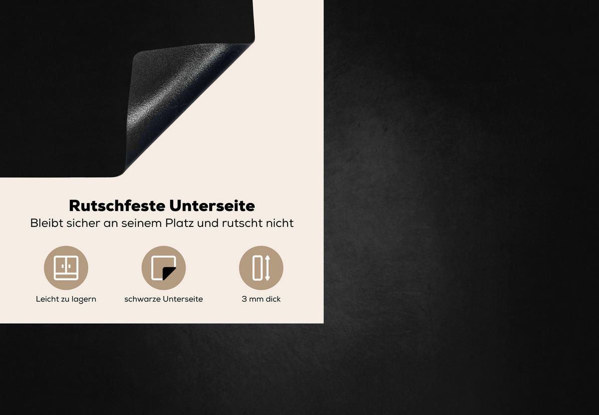 HERDABDECKPLATTE Beton - Schwarz - Grau - Strukturiert - Industriell 75x52 cm - Graphitfarben, Kunststoff (75/0.2/52cm) - MuchoWow