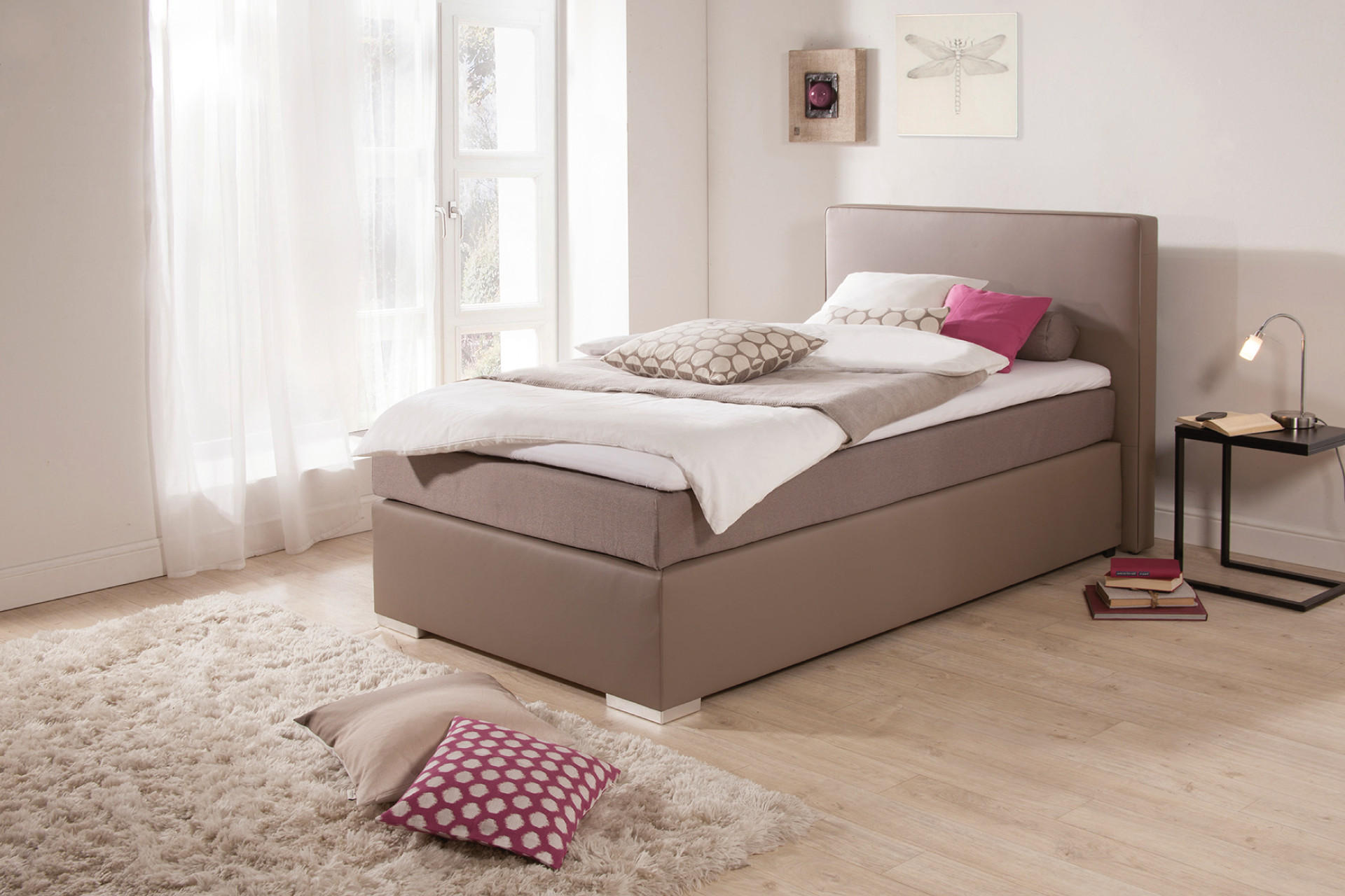 Einzelbett Boxspringbett Grau