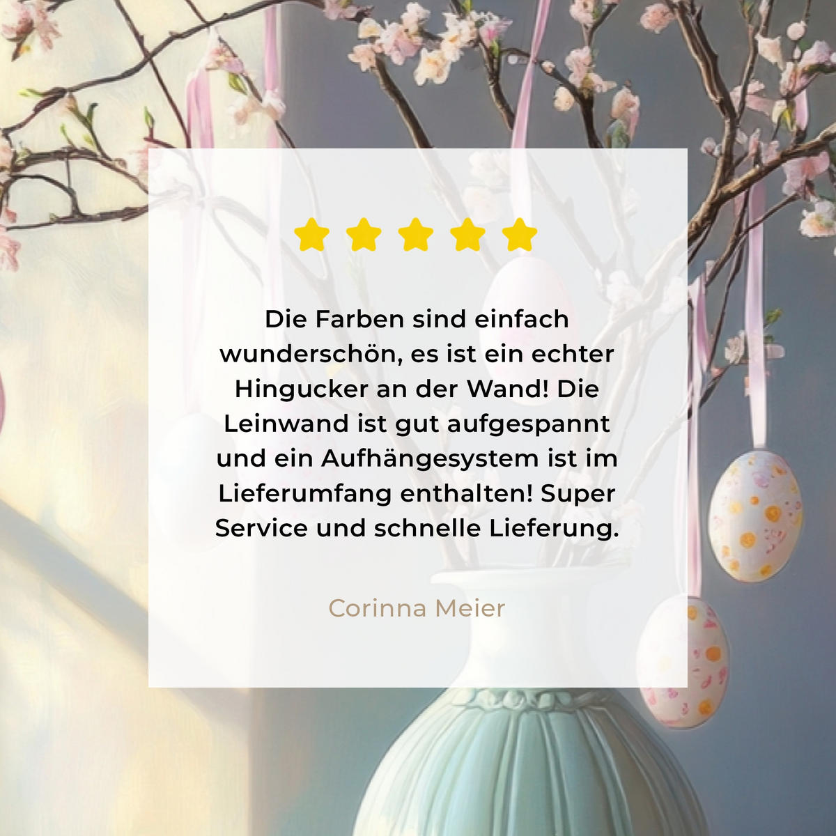 LEINWANDBILD Stillleben - Vase - Osterzweig Groß 140x90 cm - Hellblau, Textil (140/90cm) - MuchoWow