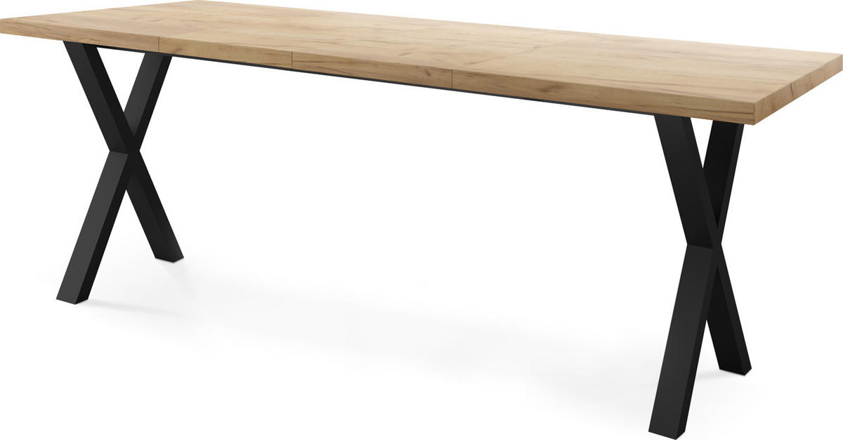 ESSTISCH Blake rechteckig ausziehbar, Craft Eiche 140-240/80/76 cm - Eiche Wotan/Schwarz, Holzwerkstoff/Metall (140/80/76cm) - WFL GROUP