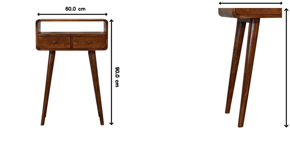 KONSOLENTISCH mit Kastanien-Finish - Messingfarben/Braun, Holz/Metall (30/60/90cm) - Artisan Furniture
