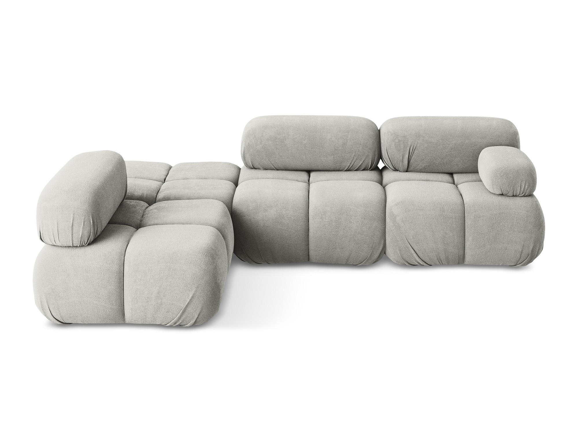 ECKSOFA Links Chenille Stoff Grau - Hellgrau/Schwarz, Kunststoff/Textil (190/285cm) - Makamii