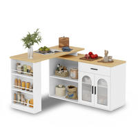 KÜCHENINSEL Mit 360° Drehtisch, TISCHPLATTE, Bartisch Mit Schublade Und Regalen, 136/50/78 Cm - Weiß, Holzwerkstoff (50/78/136cm) - Rolipo