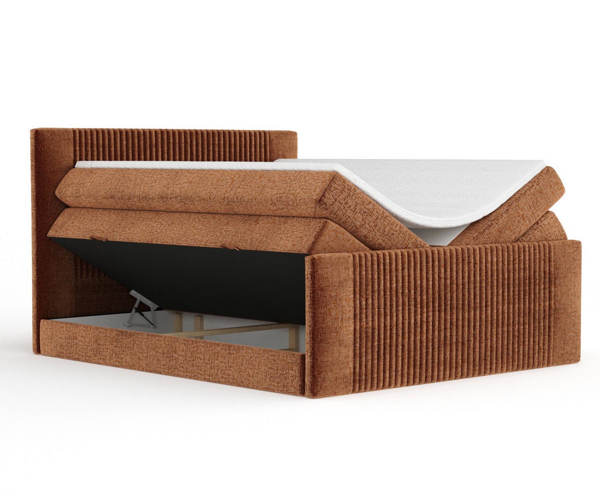 BOXSPRINGBETT Bergamo Kupferfarbe 140/200 cm - Schwarz/Kupferfarben, Holz/Holzwerkstoff (140/200cm) - Maison de Reve
