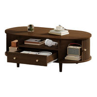 COUCHTISCH 100/50/36 cm mit Schublade, offener Ablage und Rolltür aus MDF, Walnuss - Nussbaumfarben, Holzwerkstoff (100/50/36cm) - Redom