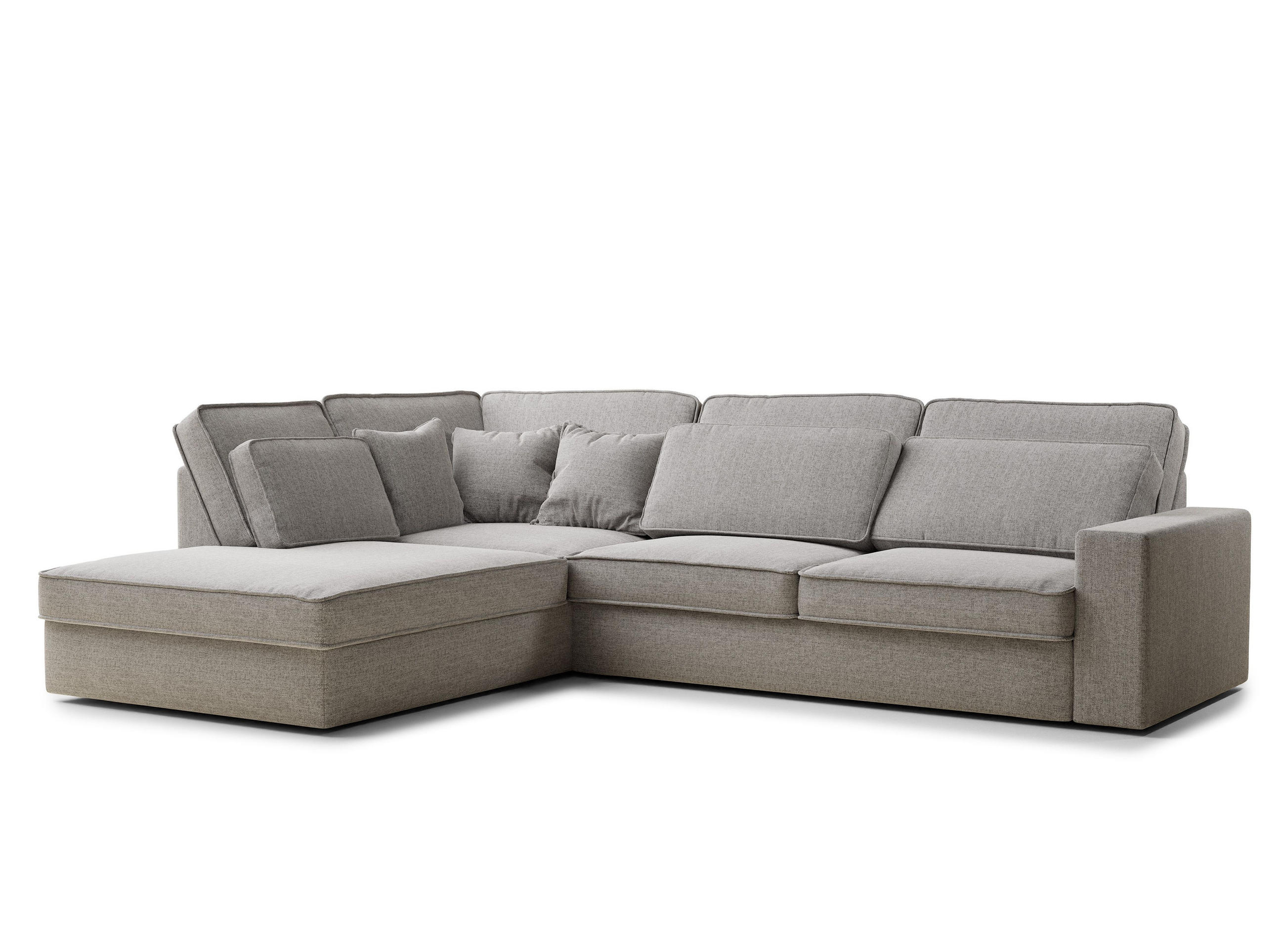 ECKSOFA Kirou Beige grau Webstoff - Links Seite - Greige/Schwarz, Holz/Holzwerkstoff (225/311cm) - Maison de Reve