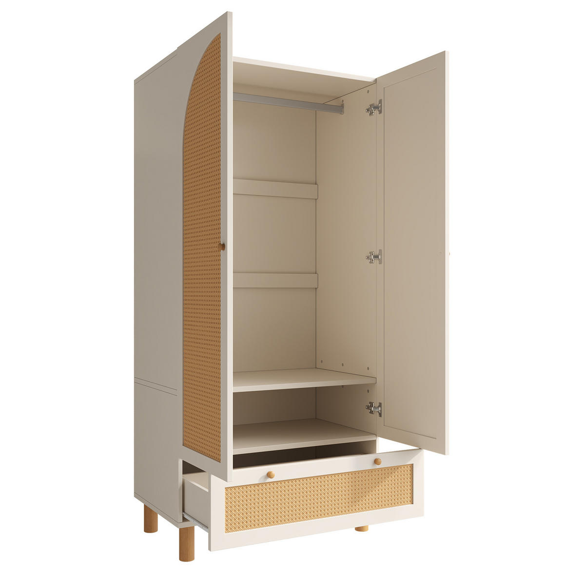 KLEIDERSCHRANK 85,5/52/180,5 cm weiß aus Holz mit Schublade - Weiß, Holz (85.5/180.5/52cm) - OKWISH