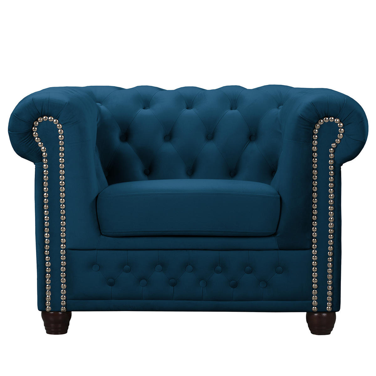 SESSEL - Buchefarben/Dunkelblau, Buchenholz/Textil (104/72/86cm) - home24