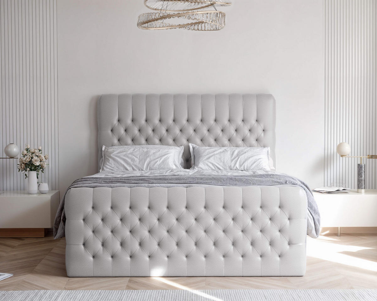 BOXBETT 180x200 cm mit Topper - Grau, Holzwerkstoff/Textil (180/200cm) - Idohome