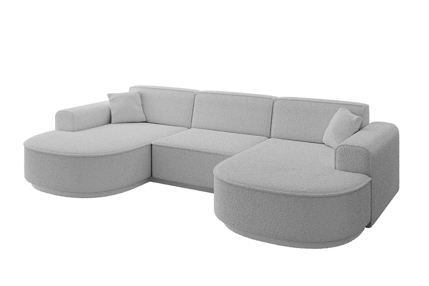WOHNLANDSCHAFT MARI-U1 - 295x163x81 cm Hellgrau Bouclé - Hellgrau/Schwarz, Holzwerkstoff/Kunststoff (295/81/163cm) - ALTDECOR