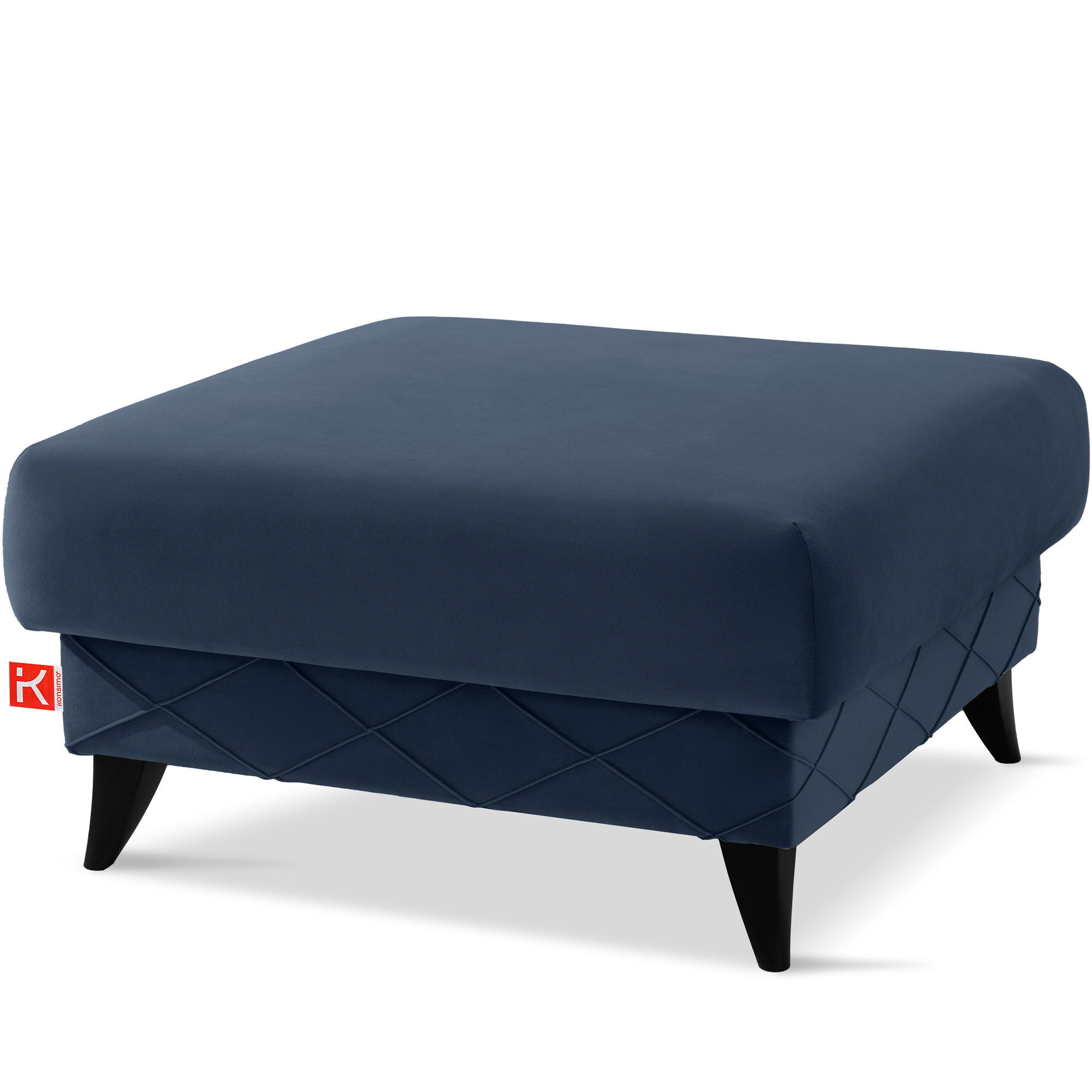 POUF GUSTAVO III Velours, Dunkelblau - Dunkelblau, Holz/Holzwerkstoff (92/49/92cm) - KONSIMO®