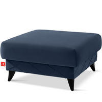 POUF GUSTAVO III Velours, Dunkelblau - Dunkelblau, Holz/Holzwerkstoff (92/49/92cm) - KONSIMO®